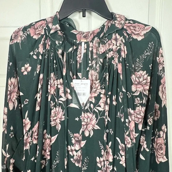 NWT Free People Feeling Groovy Maxi Dress, oversized Green and Pink Floral Dress - Picture 2 of 5